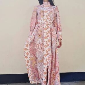 Long Sleeve Paisley Maxi Dress